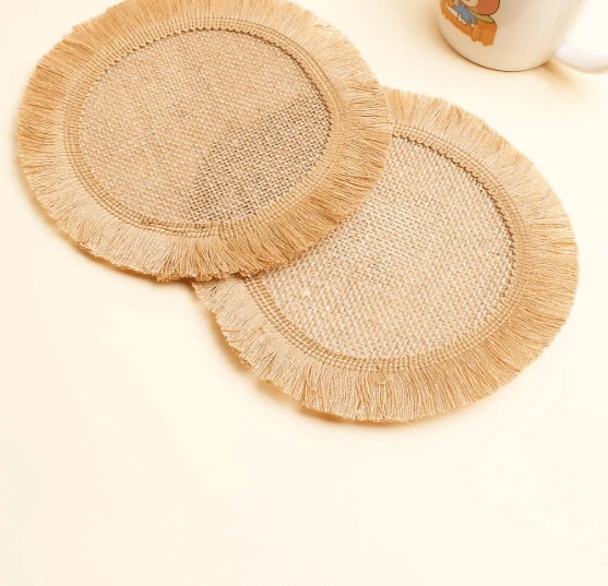 1入組編織圓形杯墊家用極簡主義纖維飲料杯墊