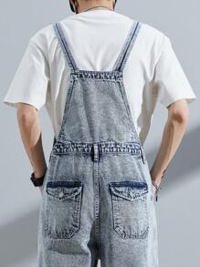 Aesthetic Post--Loose-Fit Men's Denim Overalls With Slanted Pockets (T-Shirt Not Included) - Light Wash - View 8