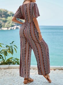 SHEIN VCAY Áo liền quần nữ Túi Họa tiết hoa Boho - Nhiều màu - Xem 2