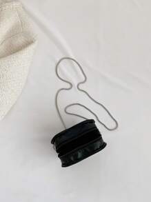 迷你閃亮心形斜背包 - 黑色 - 查看 4