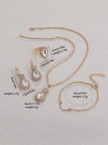 1 Đồng hồ thạch anh đính đá rhinestone và 5 bộ trang sức - trắng - Xem 4