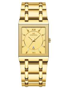 VA VA VOOM Men Square Pointer Date Quartz Watch - Gold - View 2