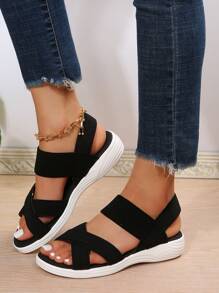 Dép Thể Thao Dã Ngoại Cho Nữ, Dép Quai Vải Quai Ngang - màu đen - Xem 1