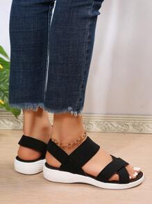 Dép Thể Thao Dã Ngoại Cho Nữ, Dép Quai Vải Quai Ngang - màu đen - Xem 4