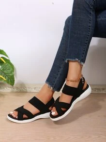 Dép Thể Thao Dã Ngoại Cho Nữ, Dép Quai Vải Quai Ngang - màu đen - Xem 5