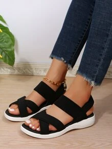 Dép Thể Thao Dã Ngoại Cho Nữ, Dép Quai Vải Quai Ngang - màu đen - Xem 7