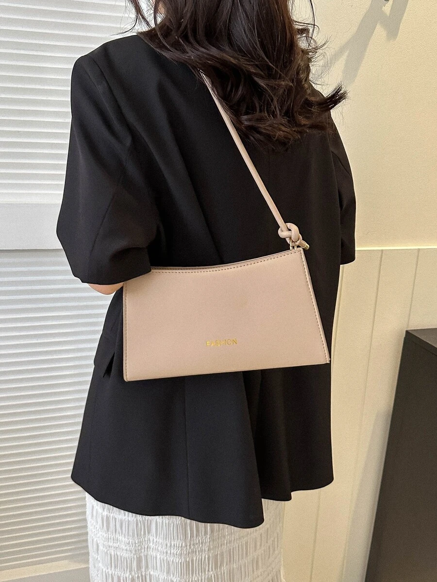 Fashionable,Minimalist,Casual,Medium Shoulder Letter Print For Girl, Teen Girls - Khaki - View 1