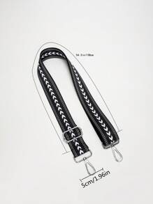 Geometric Pattern Bag Strap Adjustable Adjustable Portable Bag Accessories Stylish Durable For Rookies & White-Collar Workers For Teen Girls Women College Students Gift Decor Gift Accessories - Black and White - View 3