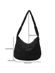 Quilted Hobo Bag Black Large Capacity Top Handle For Daily - Black - View 4
