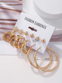 6pairs Heart Decor Earrings - Multicolor - View 3