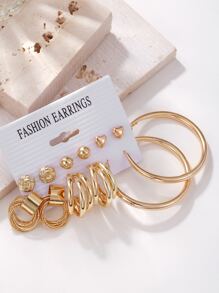 6pairs Heart Decor Earrings - Multicolor - View 4