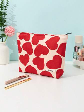 1个心形图案拉链化妆包，大容量防水化妆包，化妆包，化妆袋，护肤包，洗漱包，收纳袋，旅行必备，邮轮必备，宿舍必备，婚礼伴娘礼物，妈妈礼物，生日礼物，送给朋友和老师的礼物，家居装饰，浴室客厅床边收纳整理包，珠宝收纳包，唇油收纳包，化妆包，圣诞礼物，收纳袋，礼品袋/小手提包，化妆品收纳包，迷你收纳袋，大容量收纳袋，圣诞礼物，女士礼物创意