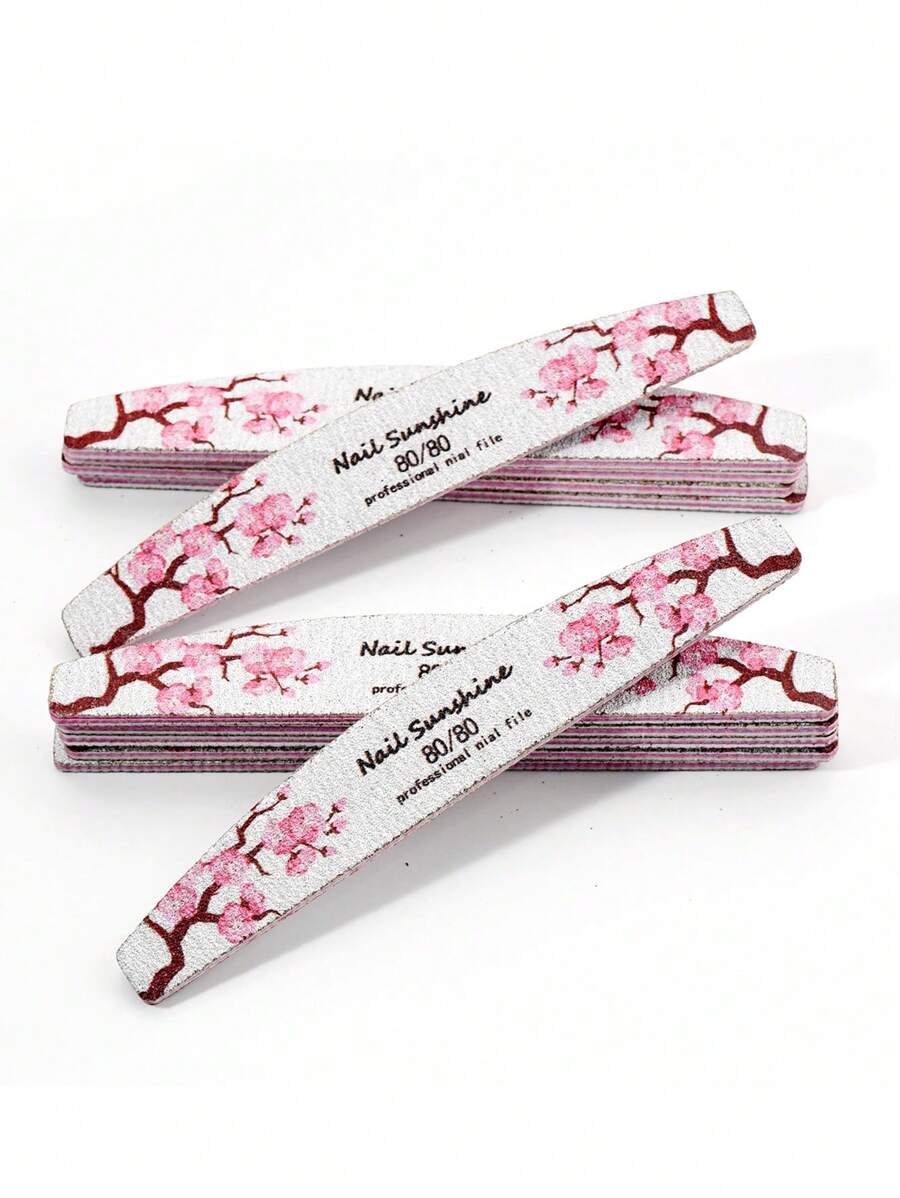 NailShine 10 piezas Limas de uñas con patrón de flor, grano 80/80 - Multicolor - Ver 1