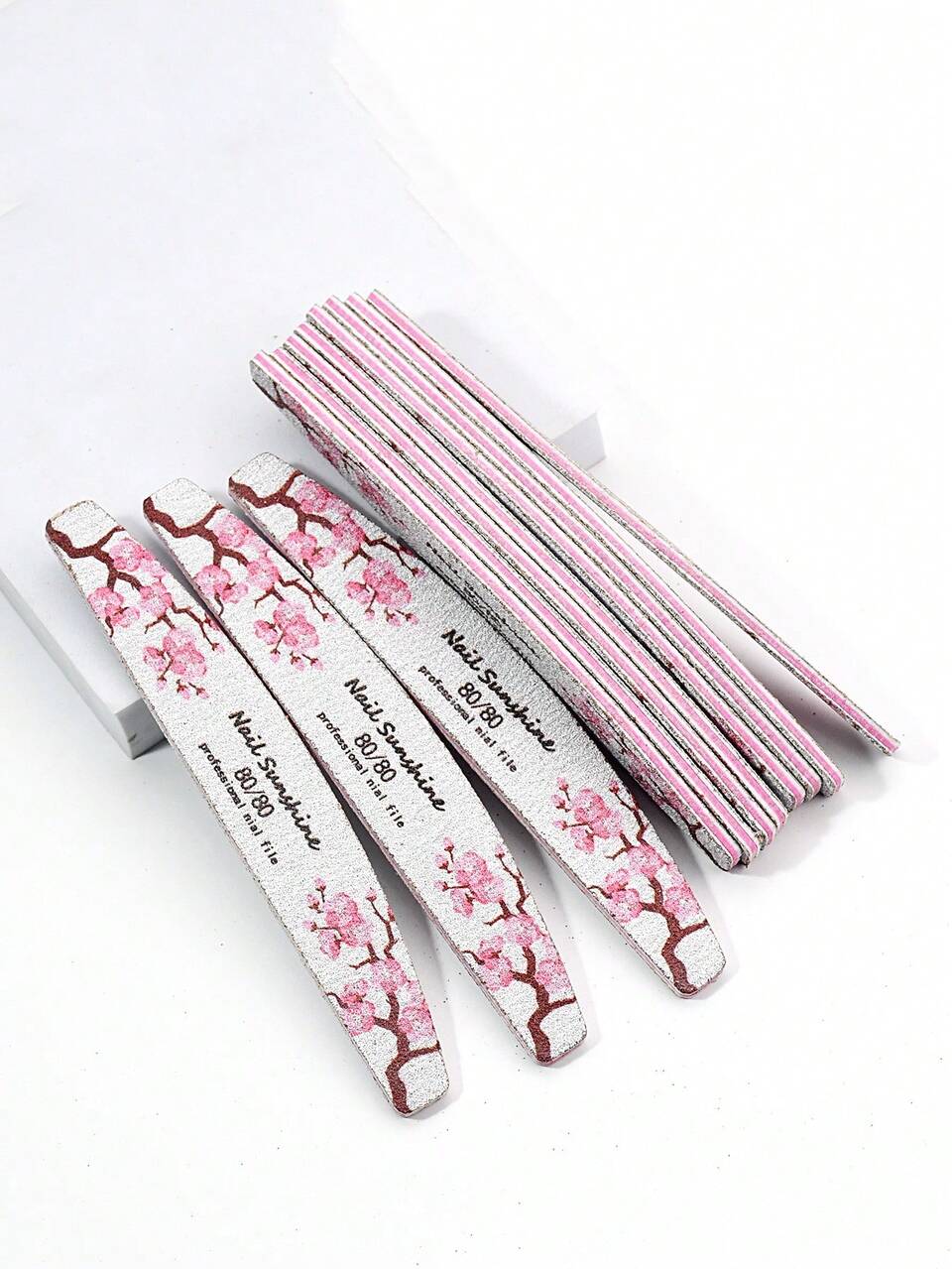 NailShine 10pcs 80/80 Grit Flower Pattern Nail File