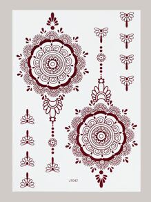 1張曼陀羅印花紋身貼紙 - 棕色 - 查看 1