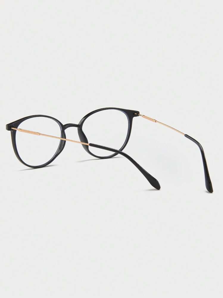 1pair Women Round Frame Casual Eyeglasses Clear Lens, For Daily Life Reading, Gaming, TV And Phones Clear Glasses Accessories Glasses Accessories For Women - Black - View 3