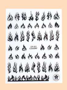 FULL BEAUTY 2 hojas de calcomanías de arte de uñas con estampado de fuego, calcomanías para uñas DIY, suministros para uñas - Blanco y Negro - Ver 4