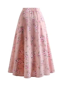 Franclia Váy Plus Size Hoa Boho - Màu Hồng baby - Xem 2