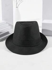 Hombres 1 pieza Fedora unicolor cinta casual para diariamente - Negro - Ver 3