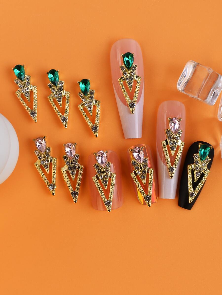 10入組隨機水鑽美甲飾品 - 彩色 - 查看 1