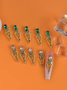 10入組隨機水鑽美甲飾品 - 彩色 - 查看 3