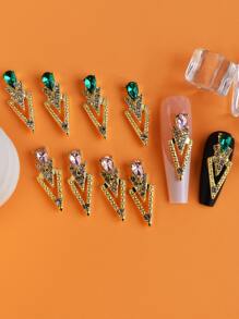 10入組隨機水鑽美甲飾品 - 彩色 - 查看 4