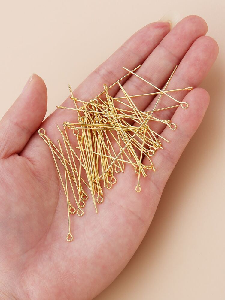 200 piezas Alfileres de ojo de 40mm para hacer joyería DIY, collar, pendientes, accesorios colgantes - Amarillo Oro - Añade 3