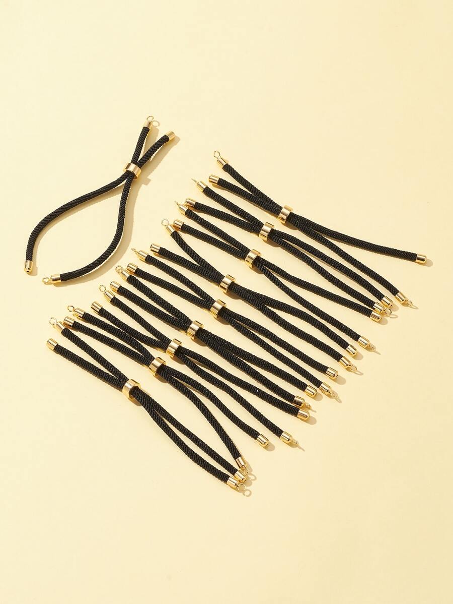 10pcs/set Brass Hardware Nylon Rope Bracelet Base for Bracelet Making - Black - View 1