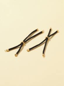 10pcs/set Brass Hardware Nylon Rope Bracelet Base for Bracelet Making - Black - View 3