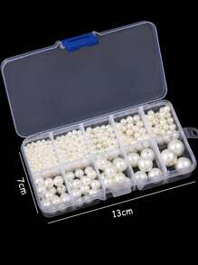 1box Faux Pearl Plastic Beads DIY Jewelry Accessory - Beige - View 2
