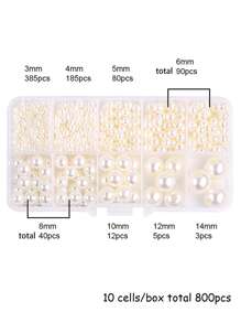 1box Faux Pearl Plastic Beads DIY Jewelry Accessory - Beige - View 3