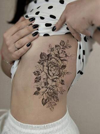 1張花朵圖案紋身貼紙