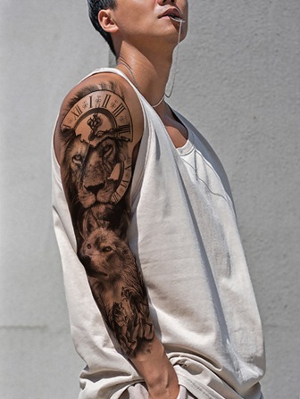 1張獅子圖案紋身貼紙