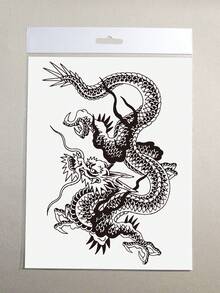 1入組大中國龍圖騰臨時紋身貼適用於女士半後 - 彩色 - 查看 3