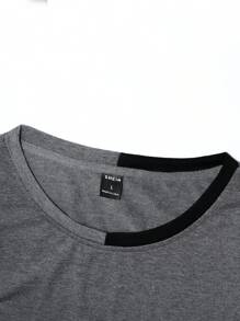 Manfinity Homme Men Contrast Panel Tee - Dark Grey - View 4