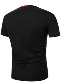 Manfinity Homme Männer T-Shirt mit Kontrast Einsatz - Verschiedenfarbig - Übersicht 2