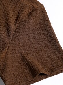 Manfinity Homme 男士素色前排扣襯衫不帶T恤 - 咖啡棕 - 查看 3