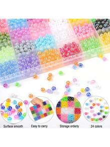24 Lưới 6mm Tròn Óng ánh Ngọc trai Giả Hạt Để làm đồ trang sức DIY - Nhiều màu - Xem 2