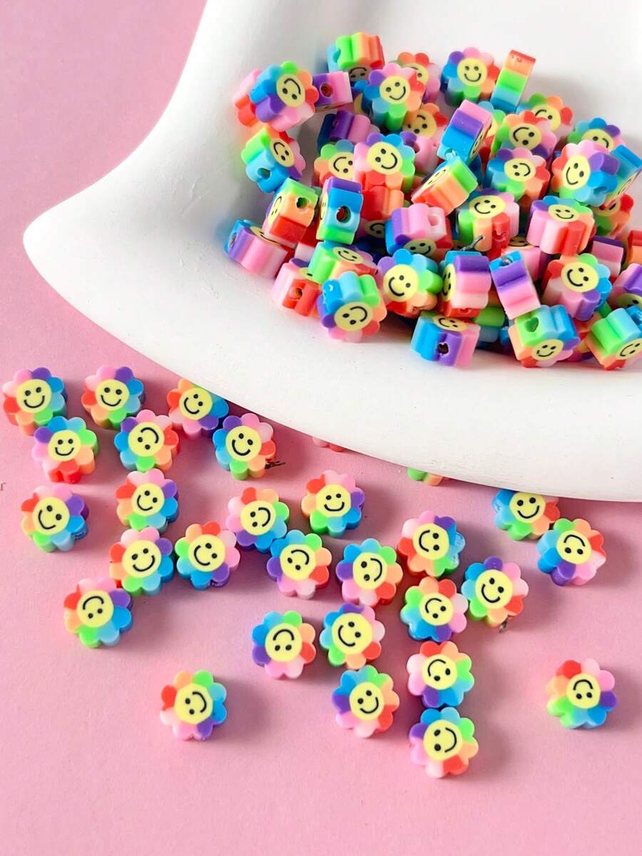 50入組/套隨機色花DIY珠子 - 彩色 - 查看 1