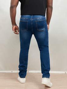 Manfinity EMRG Hombres Jeans ajustados desgarro - Azul lavado oscuro - Ver 2