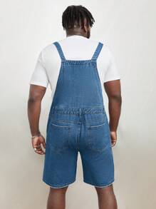 Manfinity RebelGame Men Ripped Raw Hem Denim Dungaree Romper Without Tee - Medium Wash - View 2
