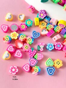 50pcs/Set Random Flower & Heart Design DIY Clay Beads Valentines - Multicolor - View 3