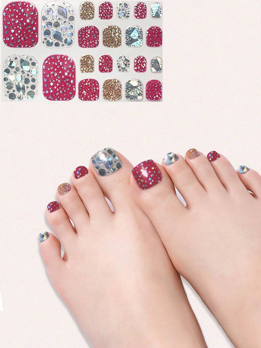 22 miếng dán móng tay giả kim cương hologram chấm bi hồng dễ thương, thích hợp cho làm móng chân, du lịch, tụ họp bạn bè. - Nhiều màu - Xem 1