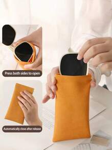 1pc Minimalist Automatically Close Glasses Case, Olive Green Portable Glasses Storage Bag For Outdoor Travel - Olive Green - View 3