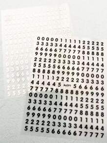 2片組數字圖案指甲藝術貼紙，DIY指甲貼紙 - 黑與白 - 查看 1