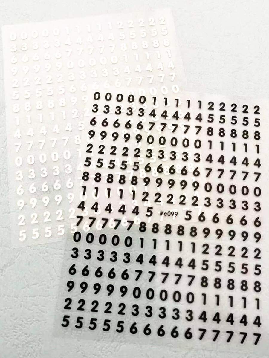2片組數字圖案指甲藝術貼紙，DIY指甲貼紙 - 黑與白 - 查看 1