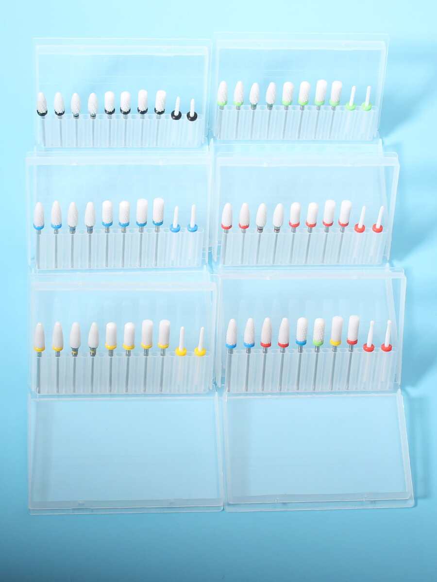 10入組美甲拋光頭 - 紅白色 - 查看 1