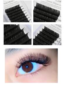 NAGARAKU 0.15mm0.20mmBCD8-15mm 混合扁平椭圆形木炭睫毛分叉尖头哑光灰色超柔软温和自然睫毛延长扁平形状睫毛睫毛簇，睫毛簇，单根睫毛，睫毛，假睫毛 - 黑色 - 查看 4