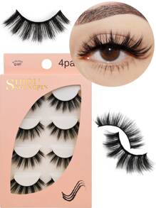 SHIDISHANGPIN 4pairs Pointed Cat Eye False Eyelashes