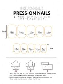 288入組短方形實心和貓眼效果假指甲，自粘式指甲和美甲用品 - 彩色 - 查看 4